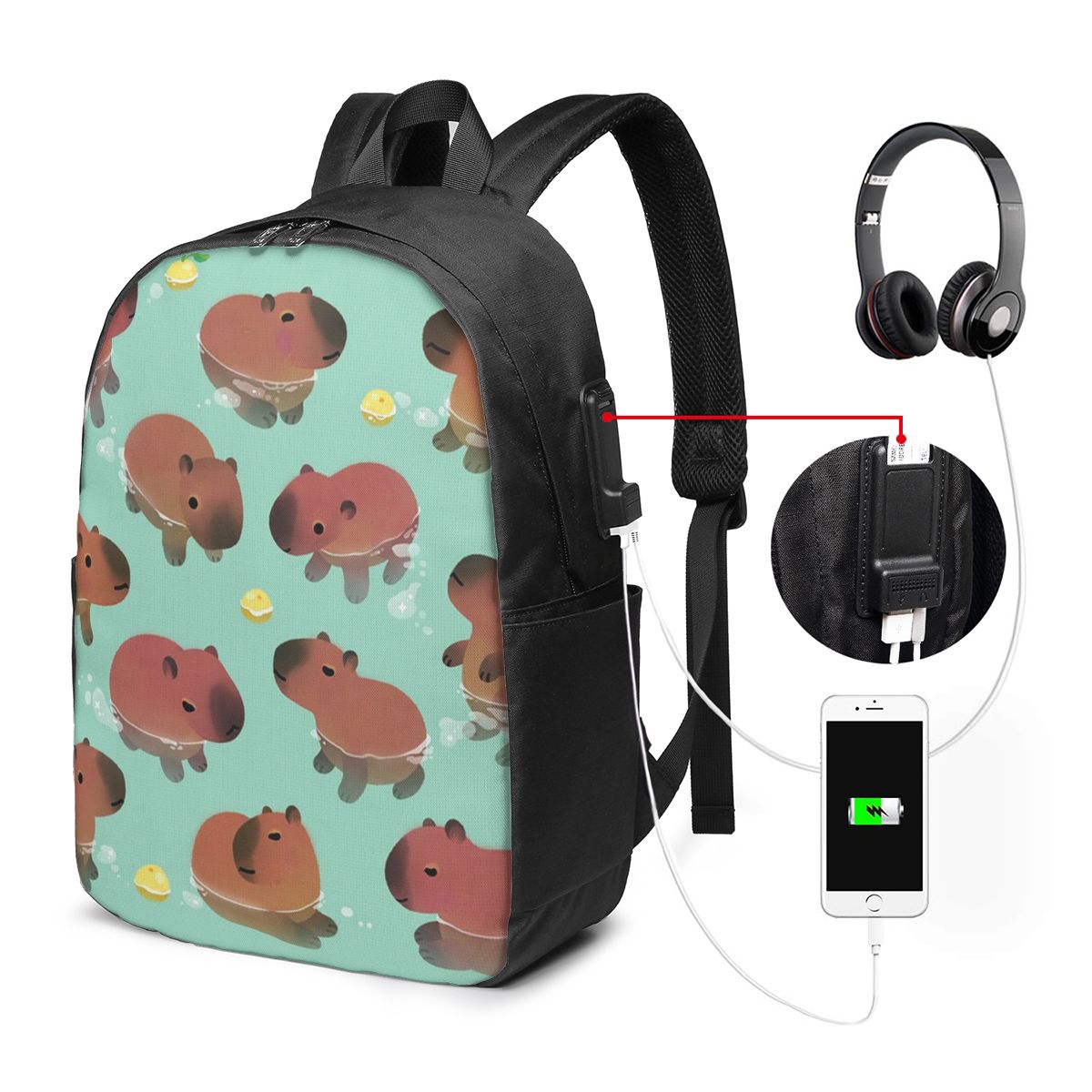 Women'S Bags - Mochila con estampado de animales Capybara,