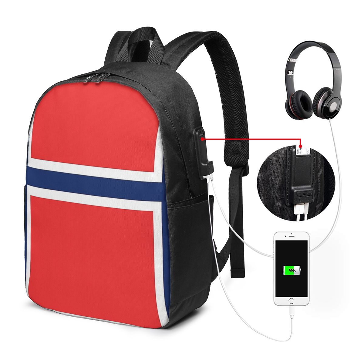 Women Bags For College - Mochila con bandera de Noruega, bolsa