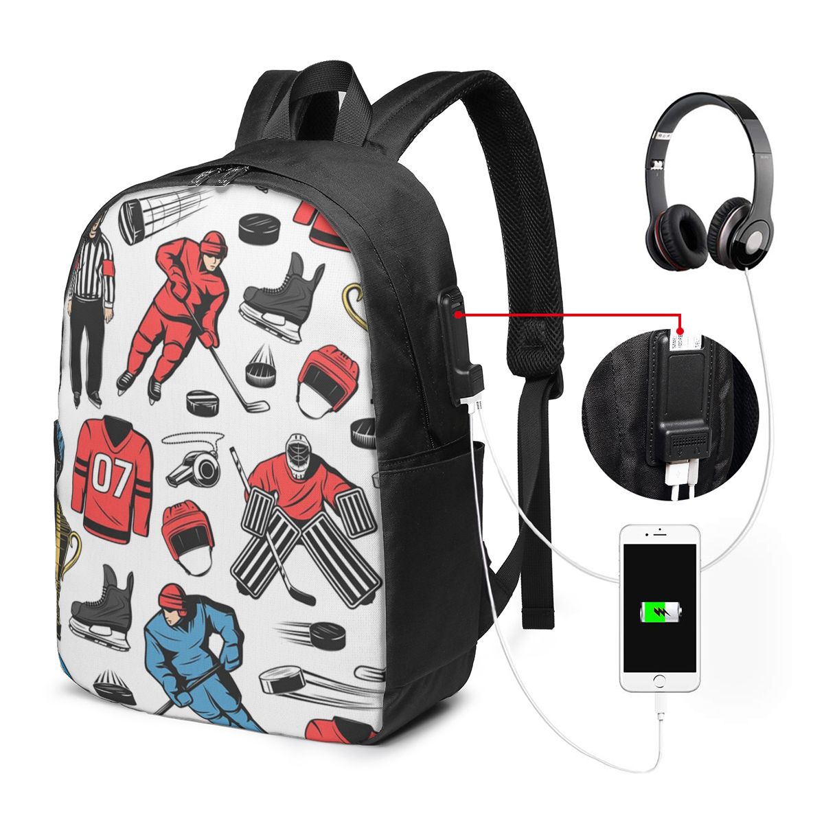 Women Bags For College - Mochila Ice Hockey Players On Rink,