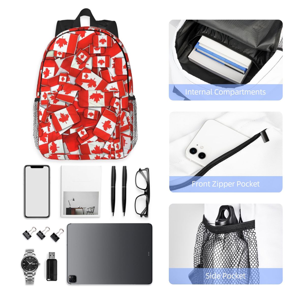 Women Bags Canada - Mochila con diseño de bandera de