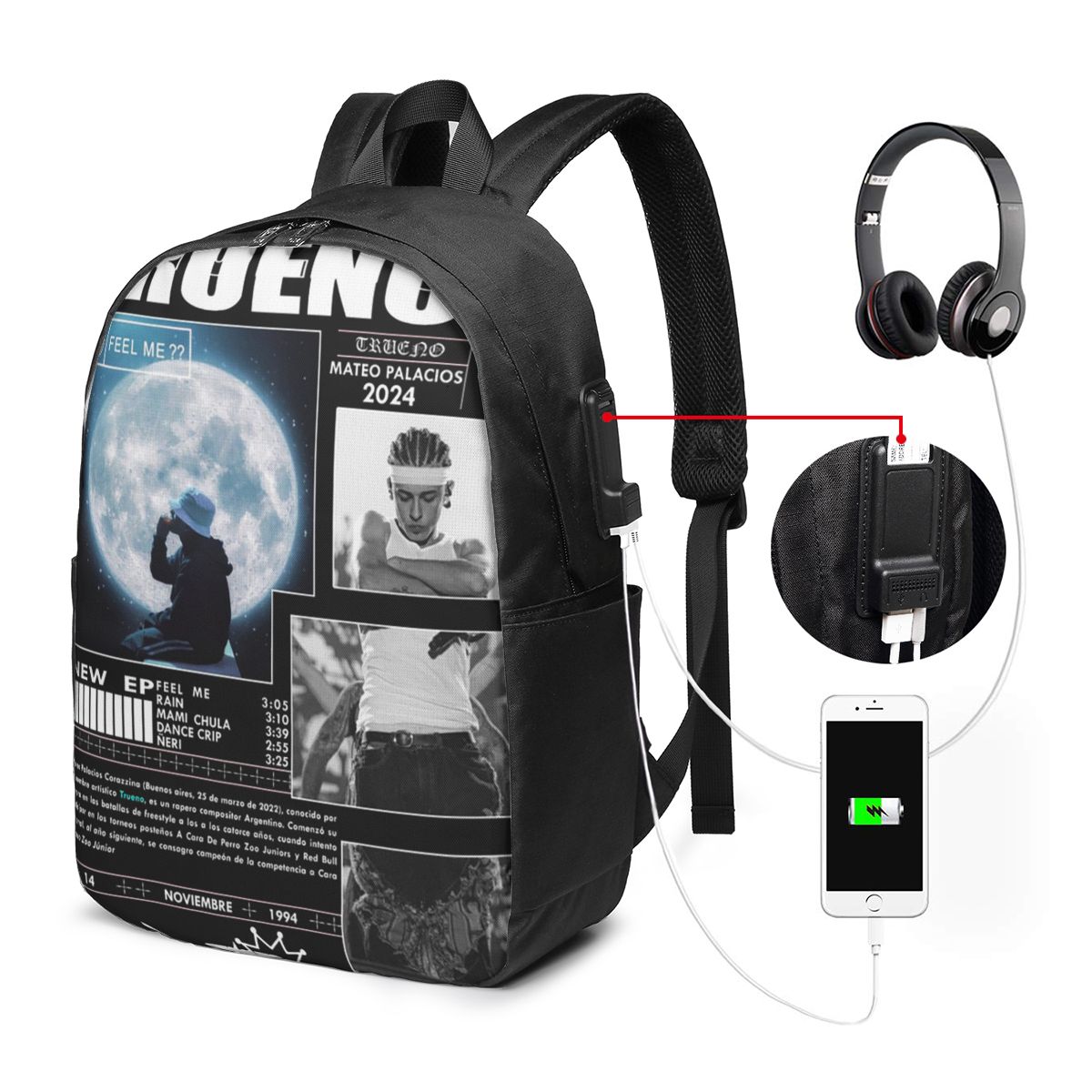Women Bags For College - Mochila divertida de Trueno Hip Hop