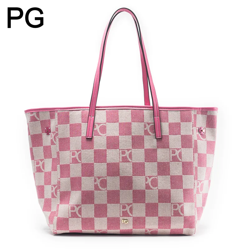 Women Bags Logo - Bolso Tote a Cuadros Retro para