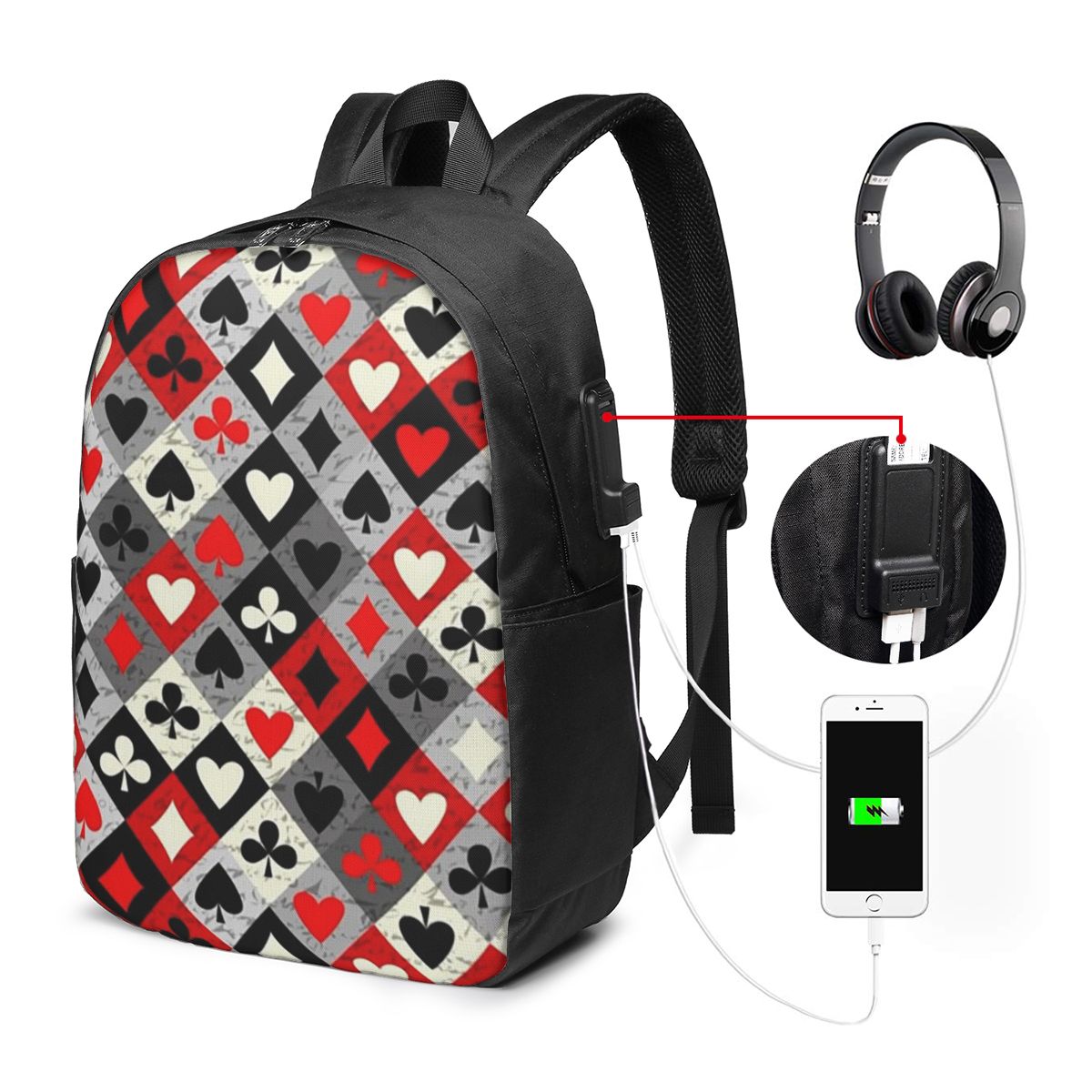 Mochila con estampado de carta - Women'S Bags reseña y precio